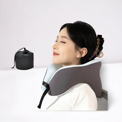 Memory foam travel neck pillow Elitsiti with cooling gel for airplane and car comfort
