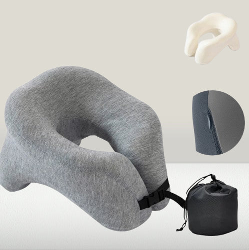 Contoured travel pillow for neck support — fits all body types 