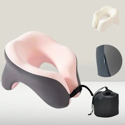 Pink ergonomic travel pillow for women — soft, supportive, stylish