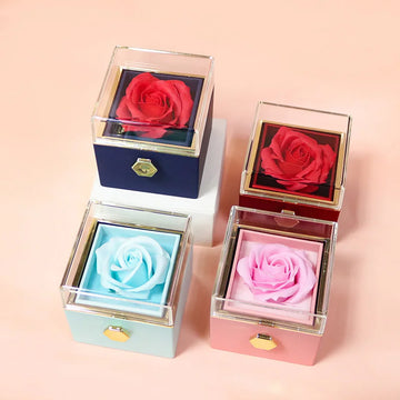 ROTATING GIFT BOX WITH "ETERNAL ROSE" NECKLACE.