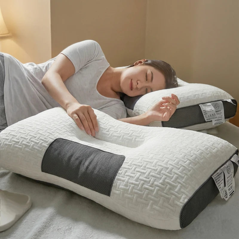 Relaxing sleep with ergonomic orthopedic pillow – supports spine alignment and reduces neck strain